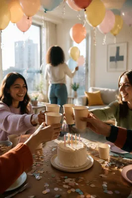 Cozy Birthday Party with Pastel Balloons