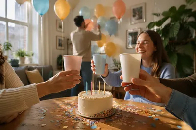 Cozy Birthday Celebration with Pastel Balloons