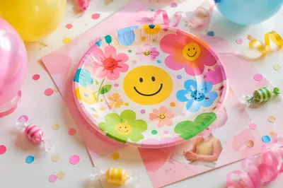 Cheerful Birthday Balloons and Confetti Flat Lay