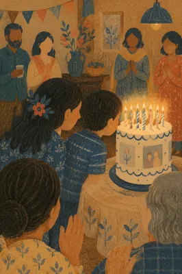 Cozy Family Birthday Cake Candle Celebration