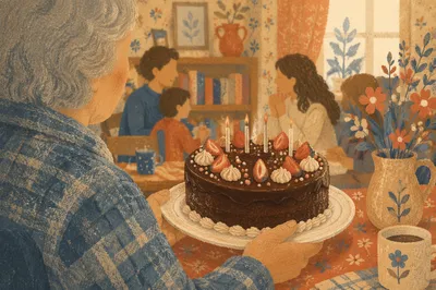 Warm Family Birthday Cake Celebration at Home
