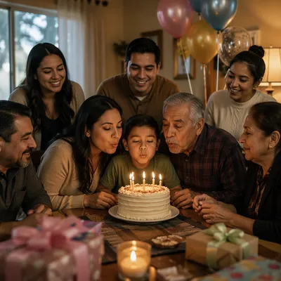 Multigenerational Family Birthday Candle Celebration