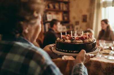 Warm Family Birthday Cake Celebration at Home