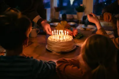 Cozy Family Birthday Cake Candle Celebration