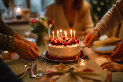 Cozy Family Birthday Cake Candle Celebration