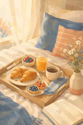 Cozy Breakfast in Bed Morning Scene