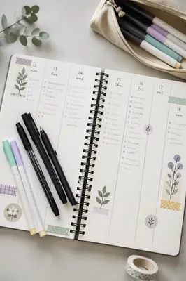 Pastel Bullet Journal Weekly Planner Flat Lay