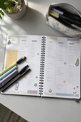 Pastel Bullet Journal Weekly Planner Flat Lay
