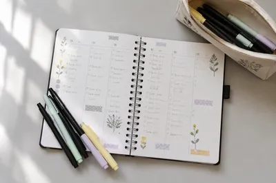 Pastel Bullet Journal Weekly Planner Flat Lay