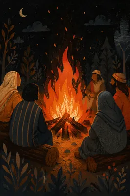 Cozy Night Campfire Circle Gathering