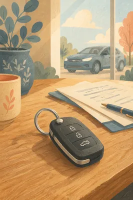 Car Key on Wooden Table Celebration