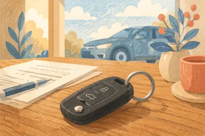 Car Key on Table After Purchase