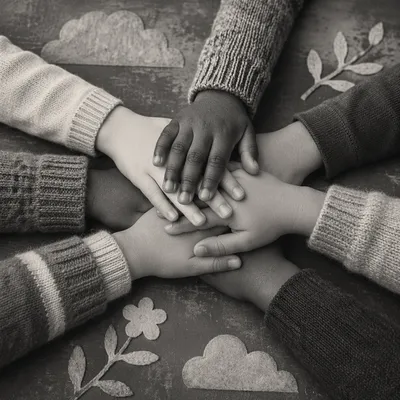 Children’s Hands Joined in Teamwork