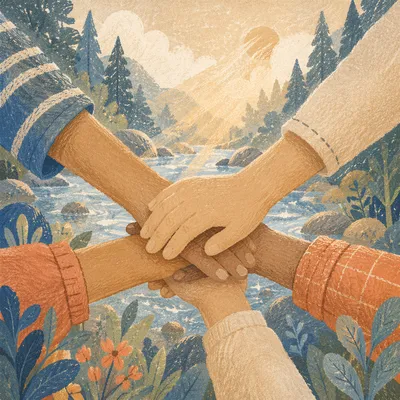 Children Hands Stacked in Outdoor Teamwork