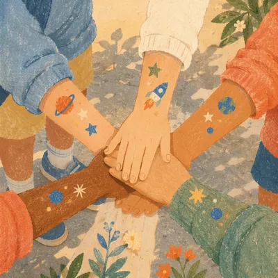 Children Stacking Hands in Summer Teamwork