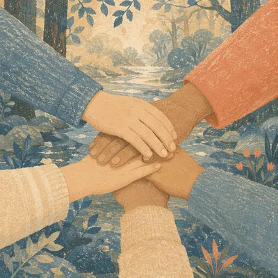 Children’s Hands Stacked in Teamwork