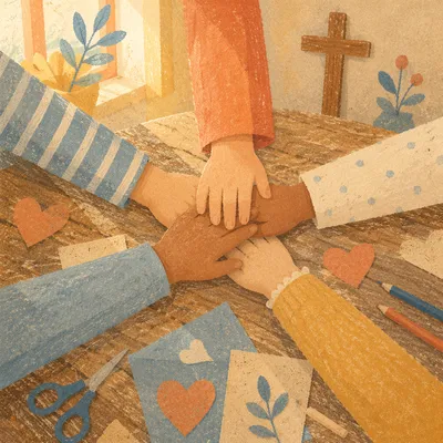 Children Hands United After Service Craft