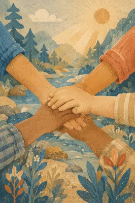 Children Hands Stacked in Outdoor Teamwork