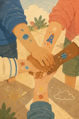 Children Stacking Hands in Summer Teamwork