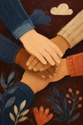 Children Hands Stacked in Teamwork Gesture