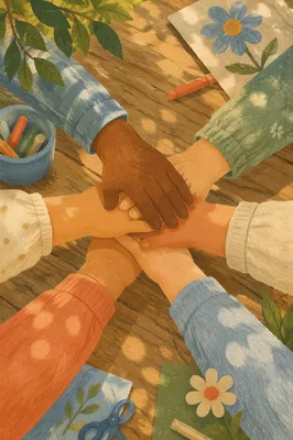 Children’s Hands Together in Hopeful Teamwork