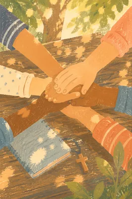 Children’s Hands Stacked in Faithful Teamwork