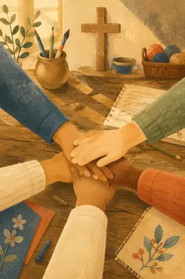 Children Hands United in Faith and Teamwork