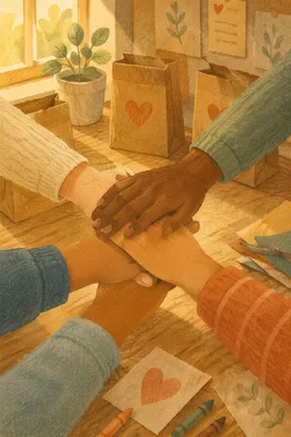 Children Hands Stacked for Community Teamwork