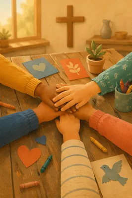 Children Hands Stacking in Faithful Teamwork