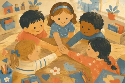 Children Hands Stacked for Teamwork and Friendship