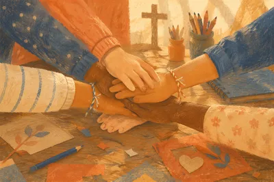 Children Hands United for Church Teamwork