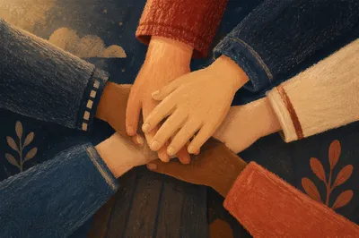 Children’s Hands Stacked in Teamwork Unity