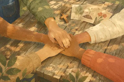 Children Hands United After Church Garden Project
