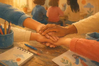 Children’s Hands United in Faith Classroom