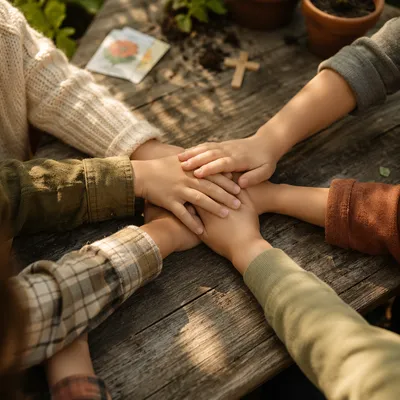 Children’s Hands United After Garden Service