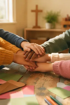 Children’s Hands United in Church Classroom