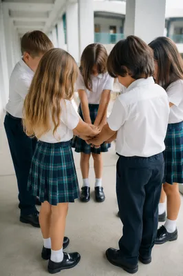 Children Stacking Hands in School Teamwork