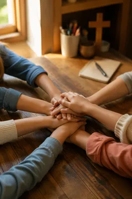 Children Hands United in Faithful Teamwork