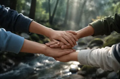 Children Stacking Hands in Outdoor Teamwork