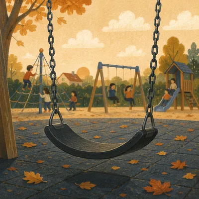 Children Playing at Autumn Neighborhood Playground