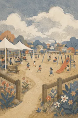 Children Playing at Community Playground