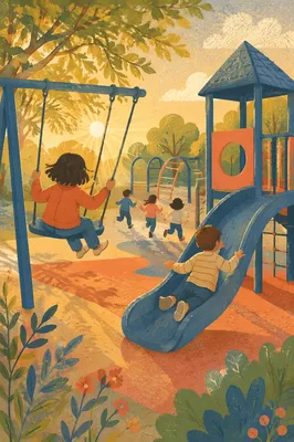 Children Playing at Golden Hour Playground