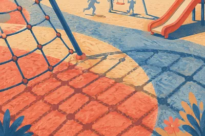 Colorful Playground Flooring with Playful Shadows