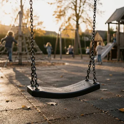 Playground Swing at Warm Autumn Sunset