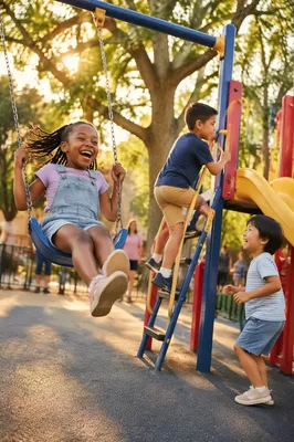 Children Playing at Neighborhood Playground