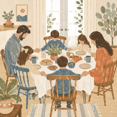 Christian Family Dinner Prayer at Home