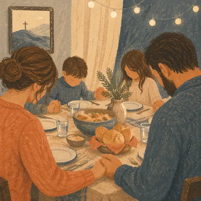 Christian Family Dinner Prayer at Home