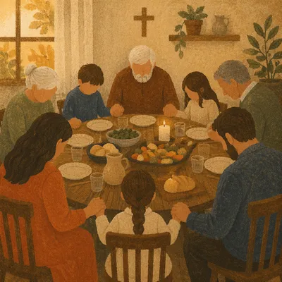 Christian Family Dinner Prayer at Home