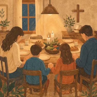 Christian Family Dinner Prayer at Home