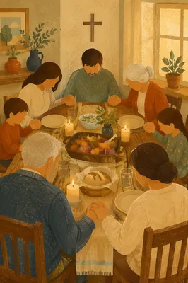Christian Family Dinner Prayer at Home